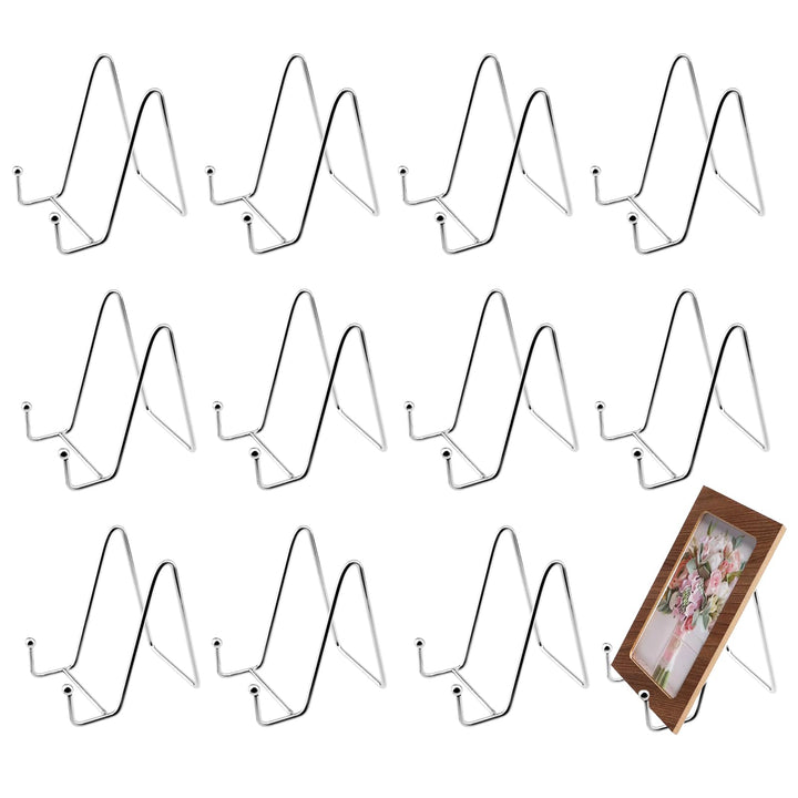 12 Stück Metall Tellerständer Silber, 4 Zoll Eisen Staffelei Display Ständer Plattenhalter, Metall T