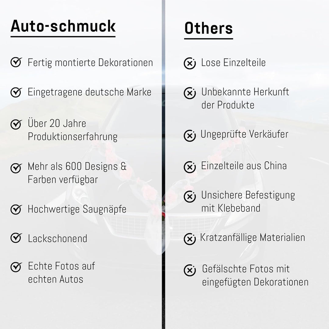 Rosen Girlande Braut Paar Rose Deko Dekoration Autoschmuck Hochzeit Car Auto Wedding ®Auto-schmuck D
