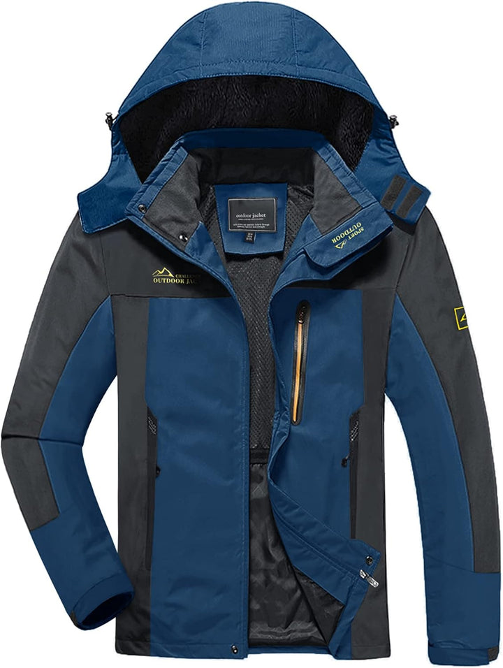 KEFITEVD Softshelljacke Herren Wasserabweisende Funktionsjacke mit Abnehmbarer Kapuze Leichte Outdoo