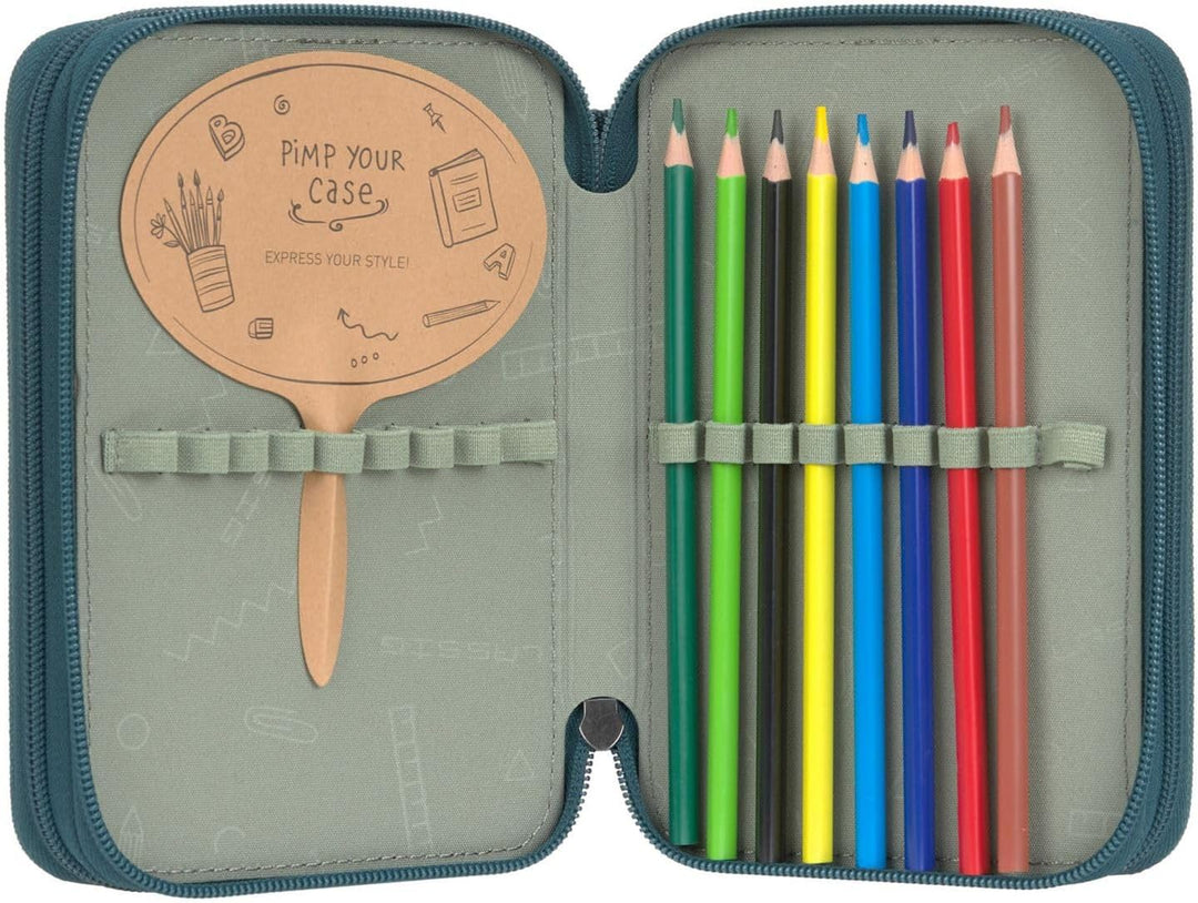 LÄSSIG Federmäppchen Unique School Triple Pencil Case Slim Dark Green dunkelgrün