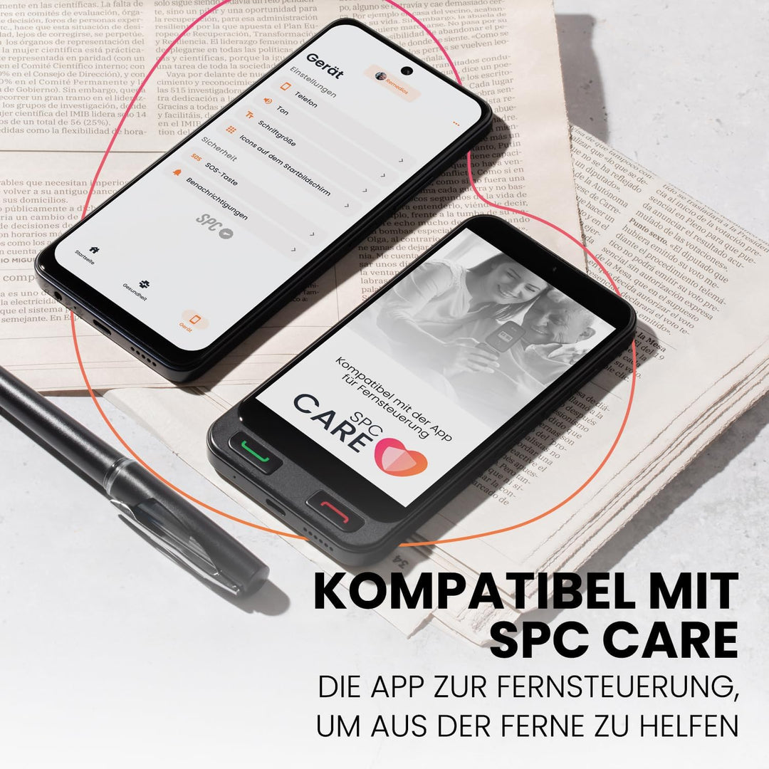 SPC Zeus 2 + Handyhülle | Smartphone für Senioren Kompatible mit App Fernverwaltung und -ortung | Ea