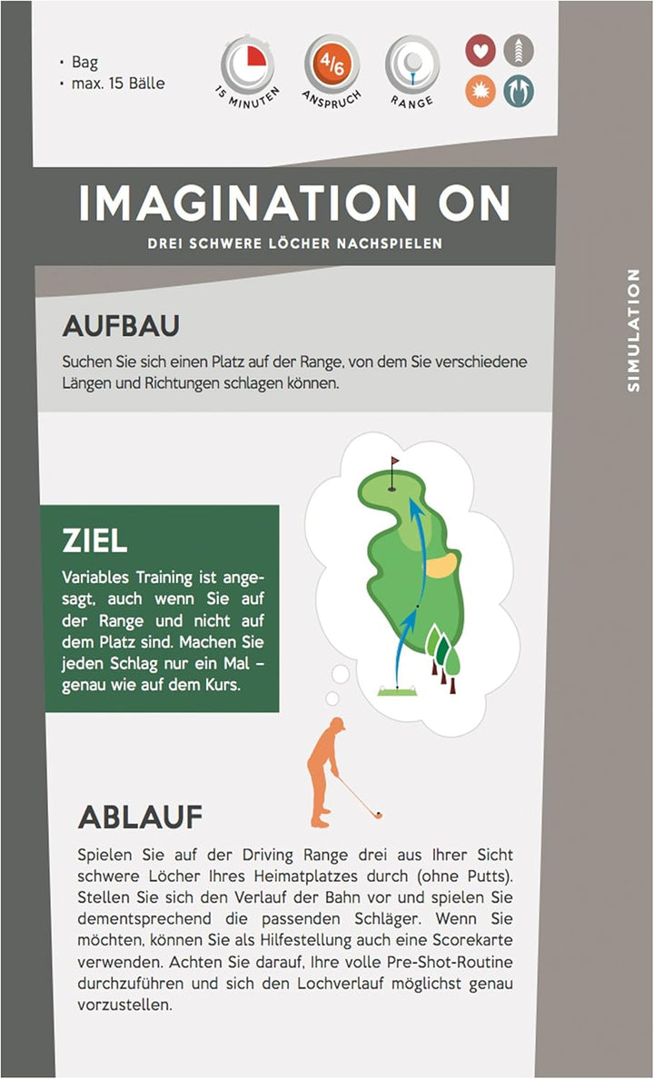 Mein Golf Training: Besser Driven - 18 Übungen für den Abschlag | Booklet für das Golf-Bag | Situati