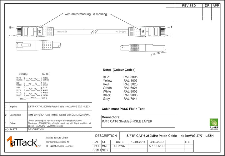 30m blau - 1 Stück Cat.6 Patchkabel Netzwerkkabel CAT6 S-FTP Gigabit LAN PIMF CAT 6 Kupfer CU Haloge