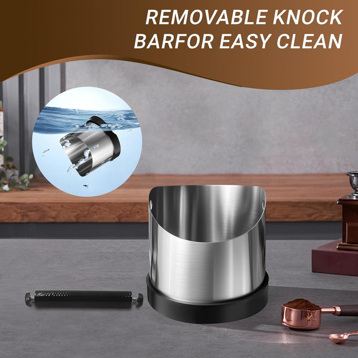 Kaffeesatz Knock Box, Klein Edelstahl Espresso Kaffee Knock Box, Kaffeemahlen Knock Out Box mit Abne