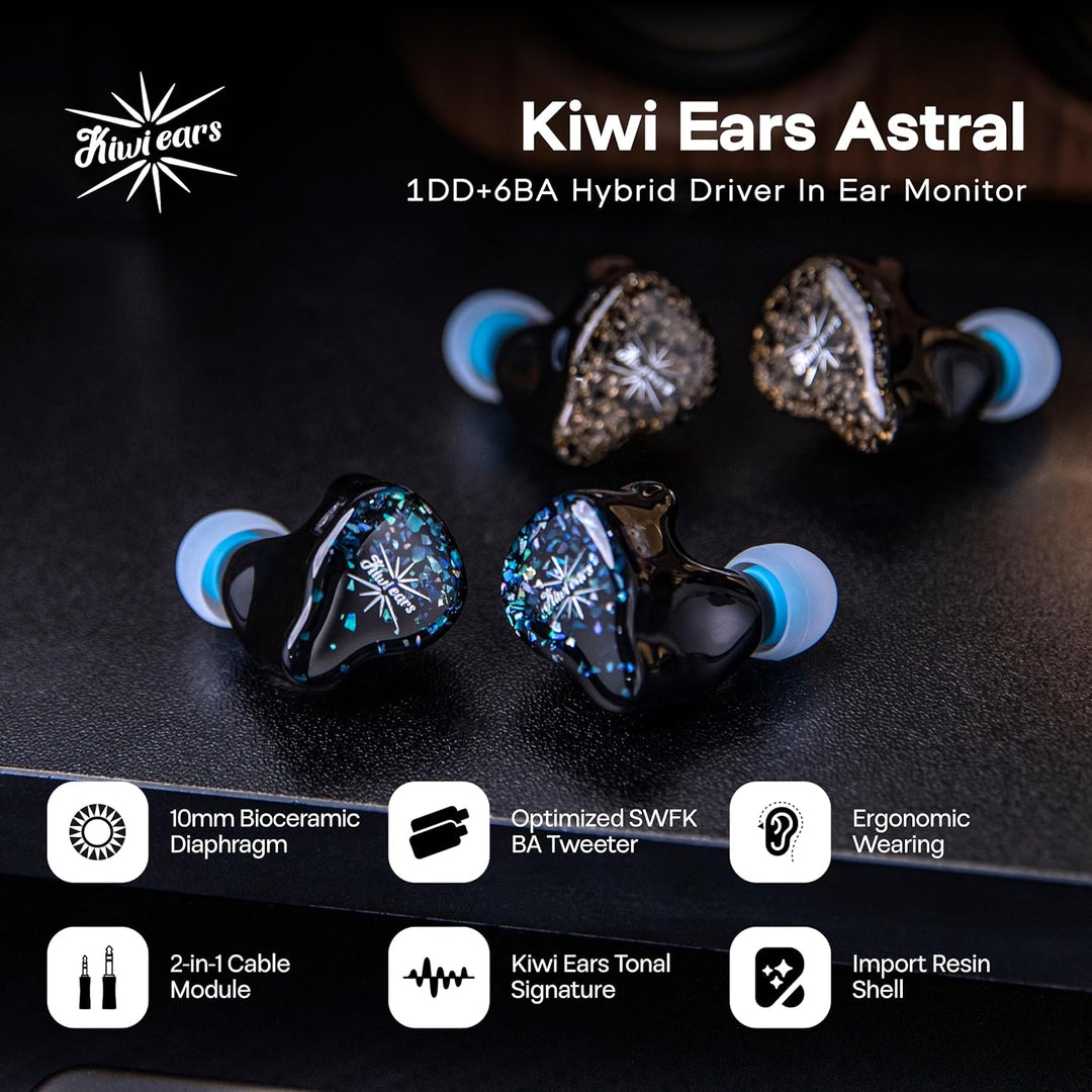 LINSOUL Kiwi Ears Astral In-Ear-Monitor, 1DD+6BA Hybrid-Ohrhörer, HiFi-Studio-Aufnahme- und Mischkop