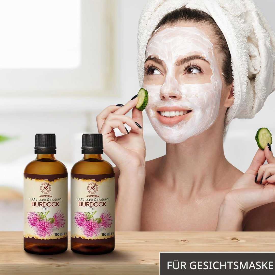 Klettenwurzelöl 2x100ml - Rein Klettenwurzel Öl - Arctium Lappa Wurzel - Klettenöl - Bestes Kuröl un