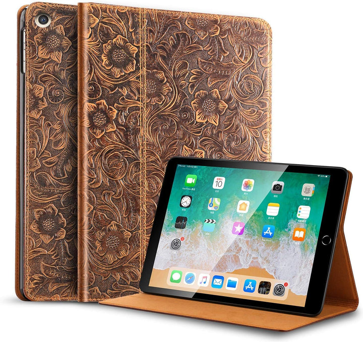 Gexmil Hülle für iPad 9./8./7. Generation 2021/2020/2019 10,2 Zoll Echt Leder Hülle Anti-Fingerabdru