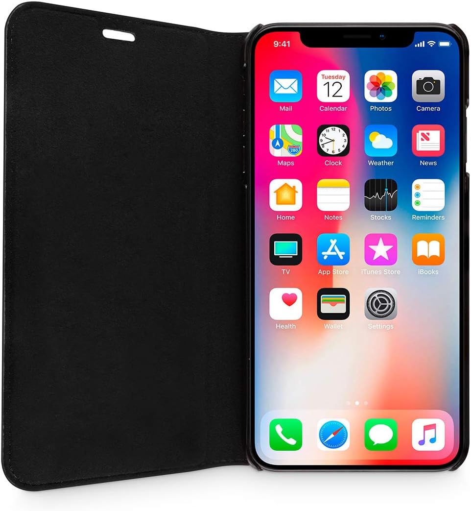 WIIUKA Echt Ledertasche - TRAVEL Italy - für Apple iPhone XS MAX - PFLANZLICH GEGERBTES Leder - Schw