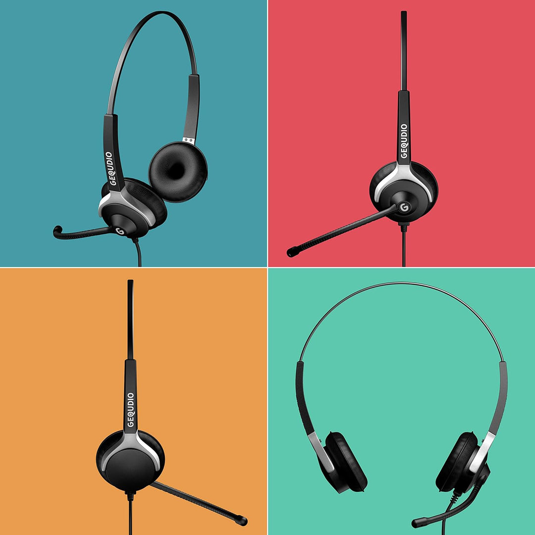 GEQUDIO Headset mit 3,5mm Klinke kompatibel mit FritzFon C6, X6, MacBook, Smartphone, Speedphone, No