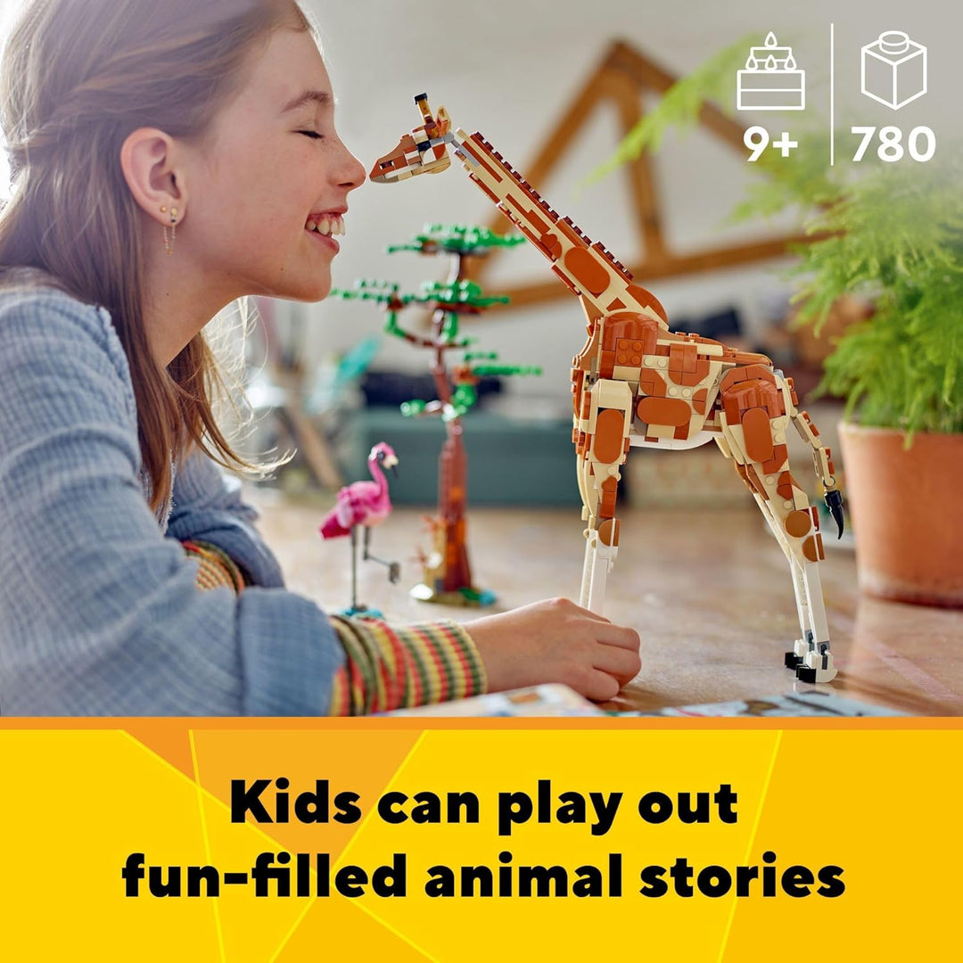 LEGO Creator 3in1 Tiersafari, Kreativ-Set mit Tierfiguren, Spielzeug-Giraffe, Gazellen und Löwe, Spi