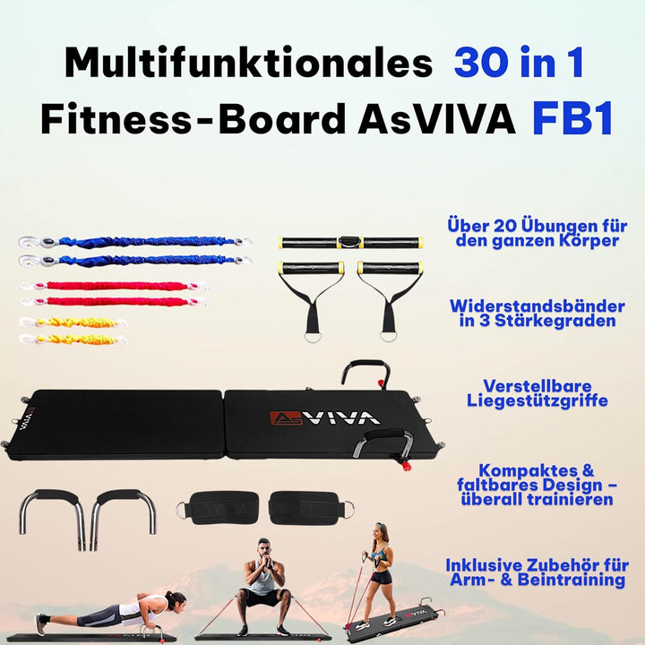 AsVIVA FB1 Liegestütz Board | Push-up Board & Fitness Board mit Liegestützgriffen, klappbar, für Hei