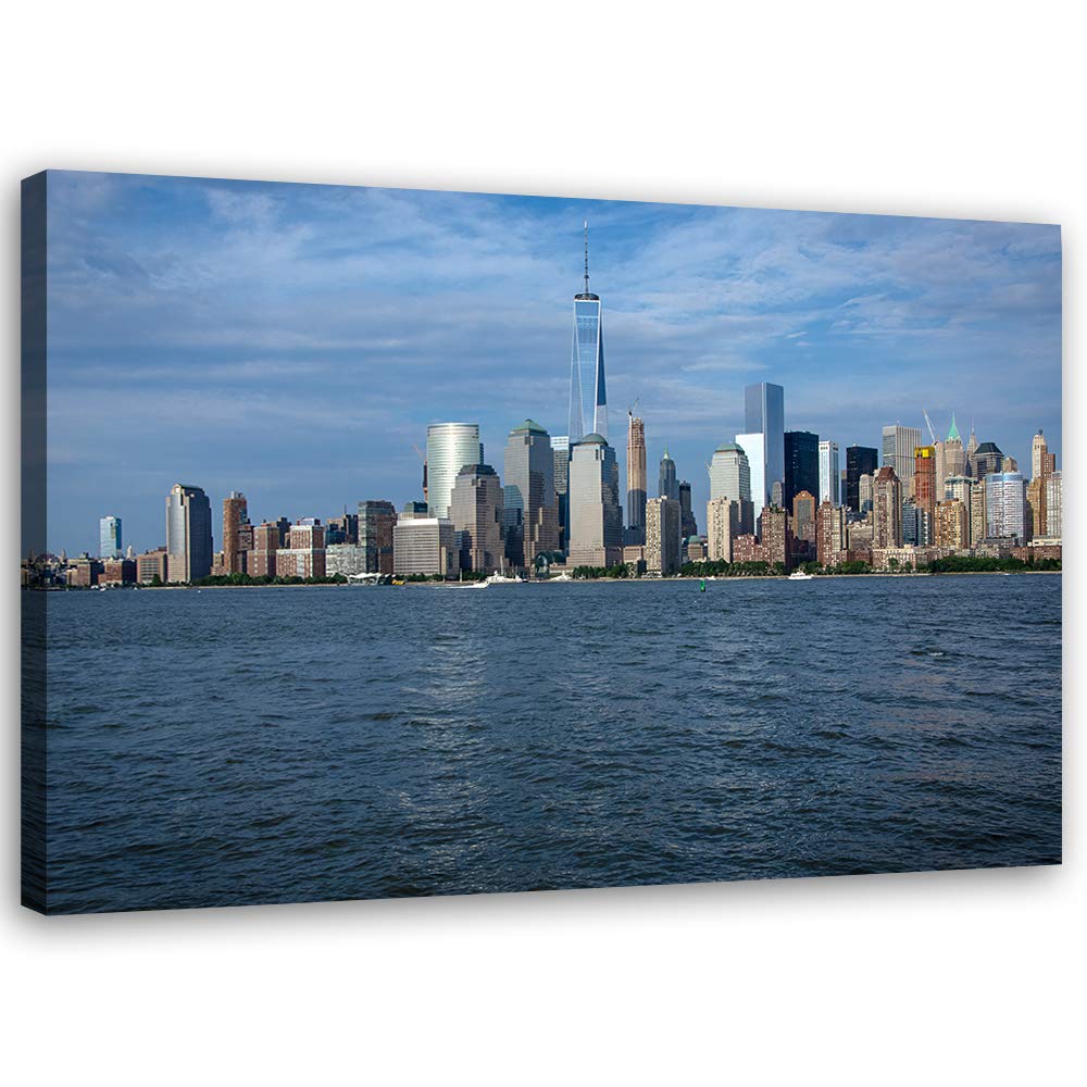 Leinwandbild XXL Manhattan Wandbild Kunst Architektur Blau 120x80 cm Leinwandbild 120x80 cm Blau_c,
