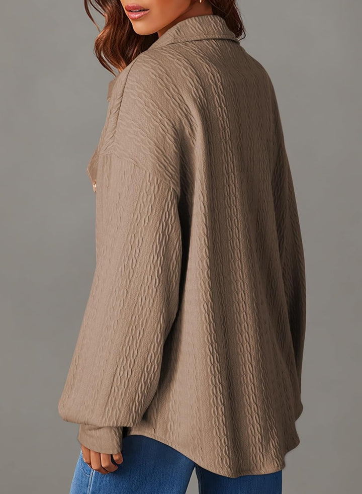 Dokotoo Bluse Damen Musselin Langarmshirt Baumwolle Lässig Oberteile Hemd Langarm Einfarbig Tops Far