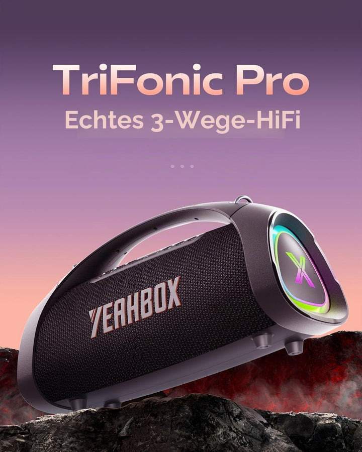 YEAHBOX Sonic Boom Max K, 200W Party Bluetooth Lautsprecher, 3-Wege-HiFi
