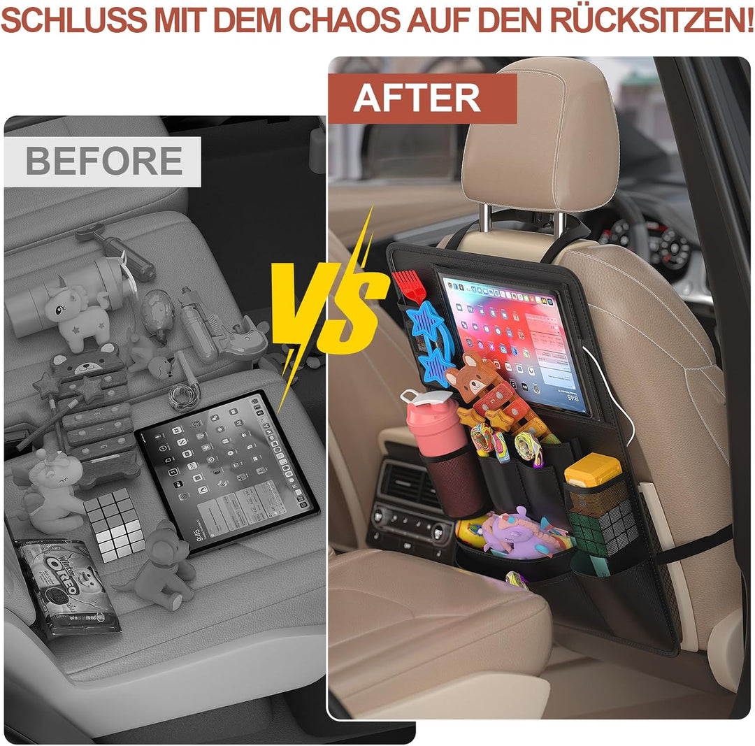 Autositz Organizer, PREMIUM Rückenlehnenschutz Auto Kinder Multifunktional Wasserdicht 600D Oxford R