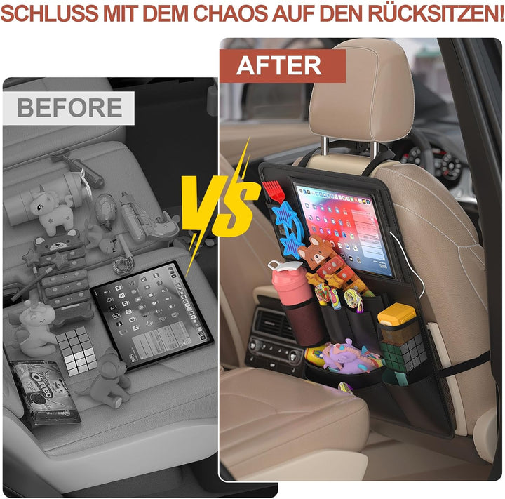 Autositz Organizer, PREMIUM Rückenlehnenschutz Auto Kinder Multifunktional Wasserdicht 600D Oxford R