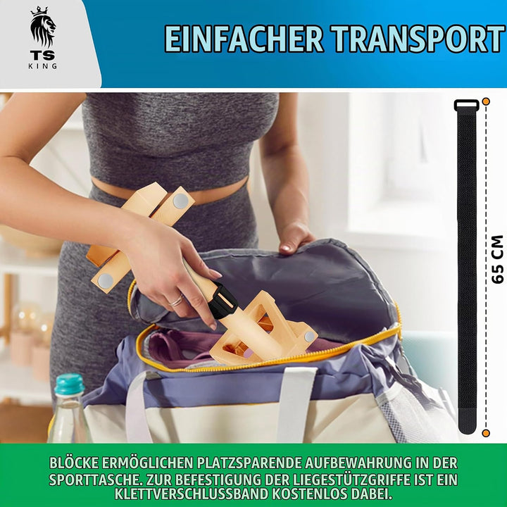 Grosse Liegestützgriffe – 2x rutschfeste &amp; gelenkschonende Holzgriffe – ideales Parallettes &amp; Calist