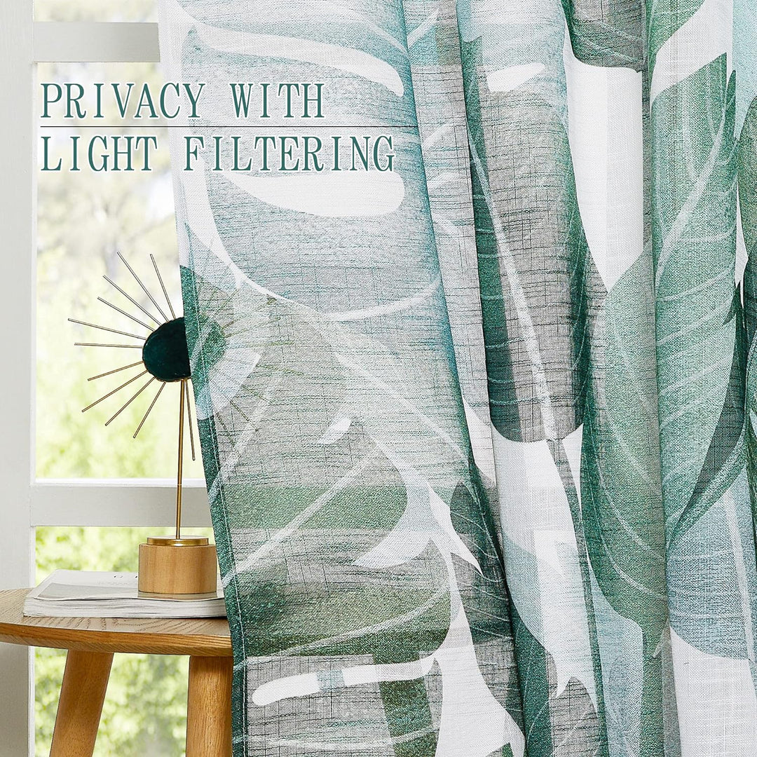 PONY DANCE Wohnzimmer Gardinen Modern 2er Set H 240 x B 132 cm Voile Gardinen Weiss Leinenopik Vorha