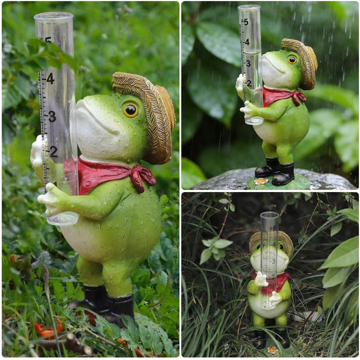 Regenmesser für Garten, Regenmesser Frostsicher mit Glas Messbecher, Niederschlagsmesser, Frosch Gar