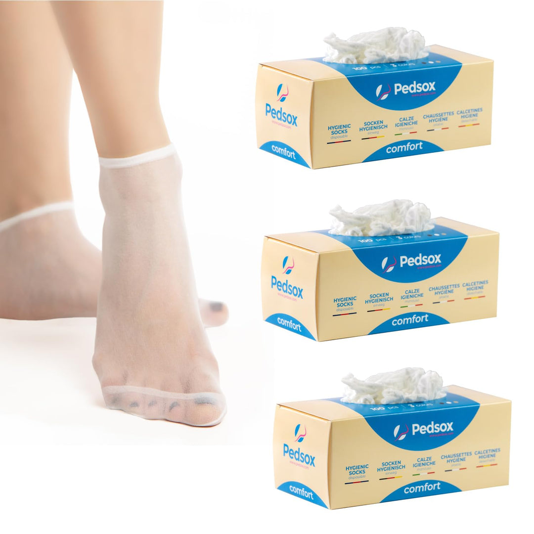 Pedsox Hygienische Einweg-Socken Multipack Sparpack - 3 Packungen à 100 Stück, Weiss, Einheitsgrösse