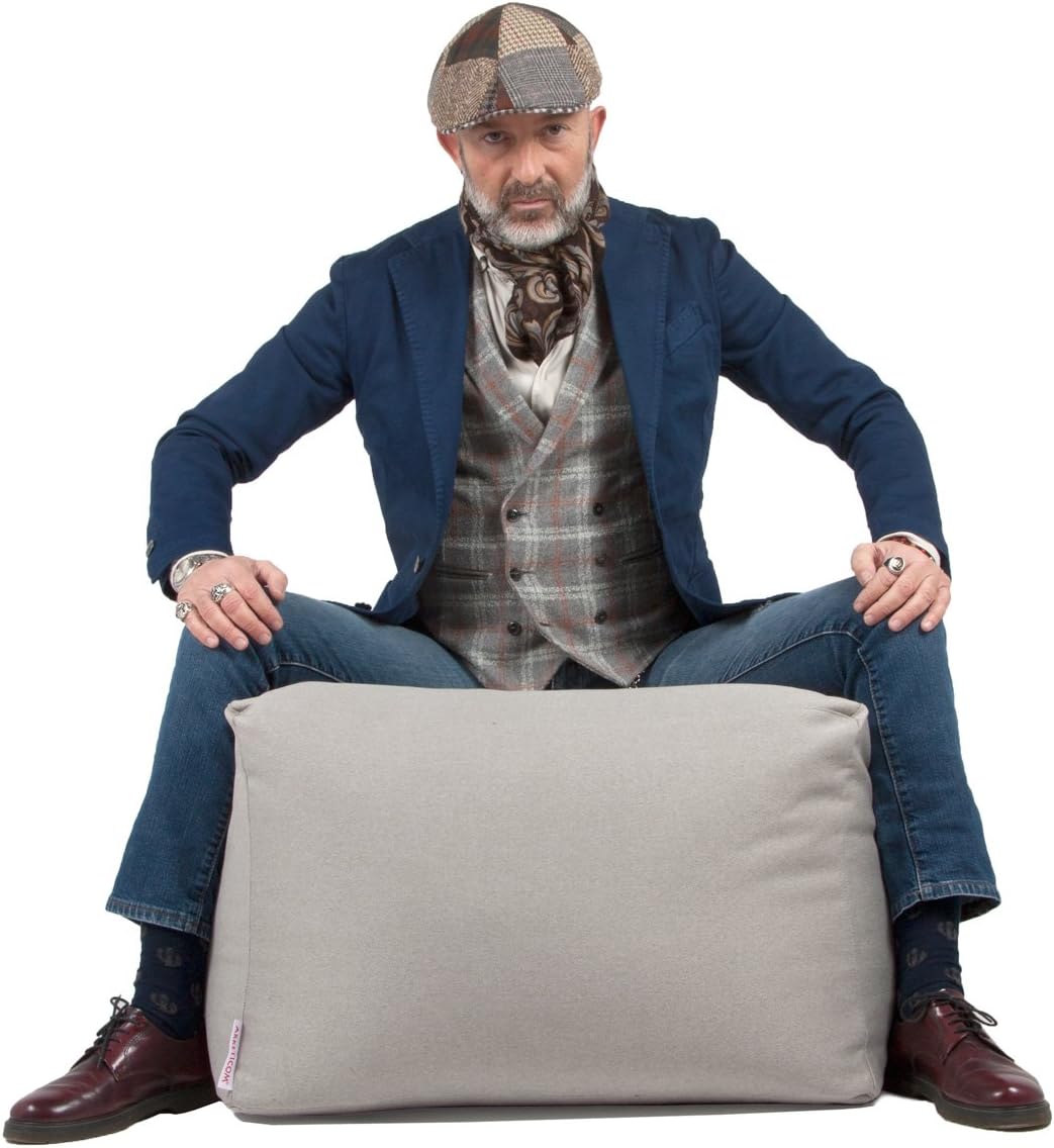 Arketicom Soft Cube, Pouf-Fusshocker, Quadratischer Pouf-Würfel aus Stoff Made in Italy. Design-Pouf