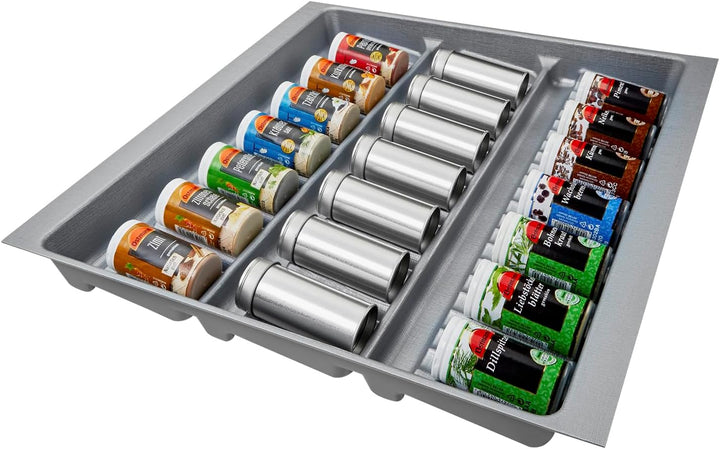 SO-BOX 2 Gewürzeinsatz Breite 50,9 cm, Tiefe 46,2 cm mit silbergrauer Kanvas-Struktur für Schubladen