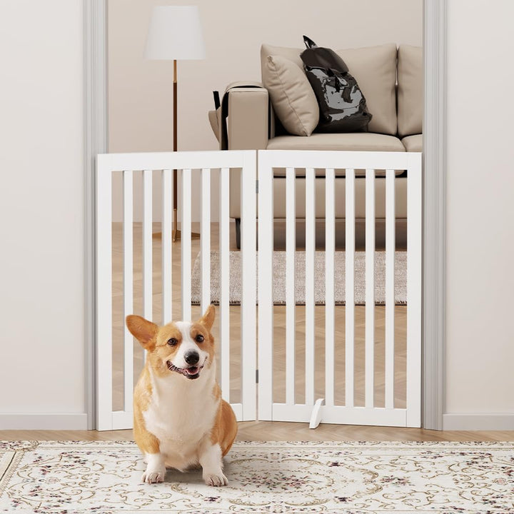 unipaws 91 cm freistehendes Haustiergitter für Hunde &amp; Katzen, Faltbarer Holzzaun für Tür, Treppe &amp;