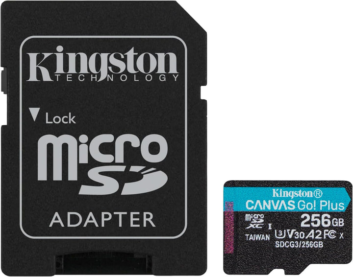 Kingston SDCG3/256GB microSD Speicherkarte ( 256GB microSDXC Canvas Go Plus 170R A2 U3 V30 mit SD Ad