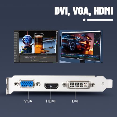 Bewinner GT610 Grafikkarte, 2 GB, DDR3, 64 Bit, HDMI DVI VGA Desktop Grafikkarte, PCI Express X16 Co