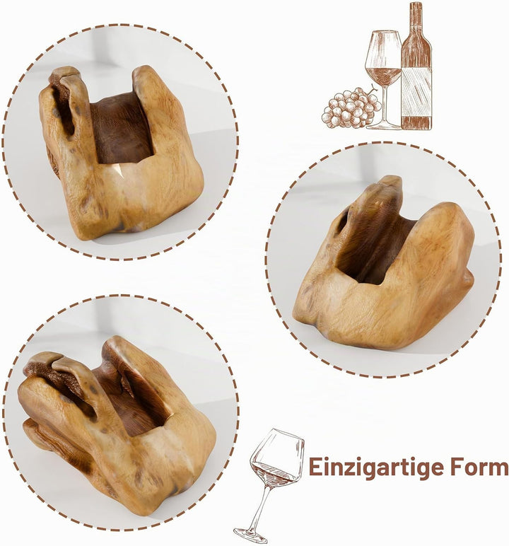 Wurzelholz Weinregal - Wurzelholzkunst Flaschenregal aus Holz, Dekorationsobjekt aus Wurzelholz für