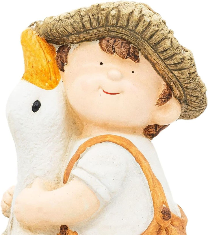 Wichtelstube-Kollektion XL Gartenfigur Dekofigur Martin mit Gans als Blumentopf Gartendeko Figuren f