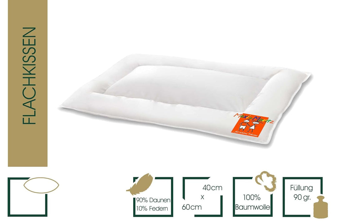 HANSKRUCHEN® Maxi und Moritz Baby Kopfkissen 40x60 cm - Made in Germany Flachkissen aus 100% Baumwol