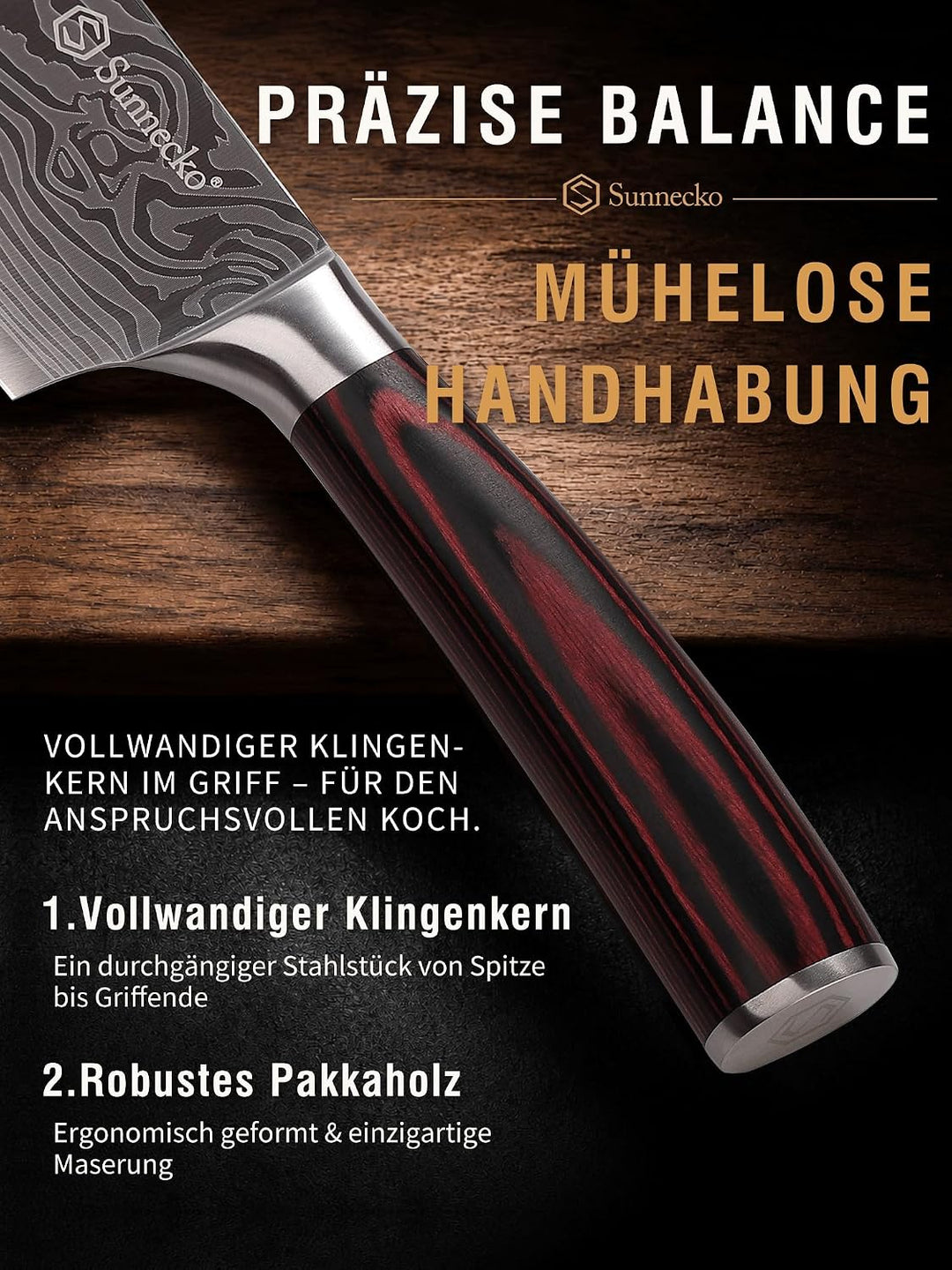 Sunnecko 18cm Küchenbeil Messer Küchenmesser - Klein Hackmesser Hackbeil Küchenmesser Kochmesser Pro