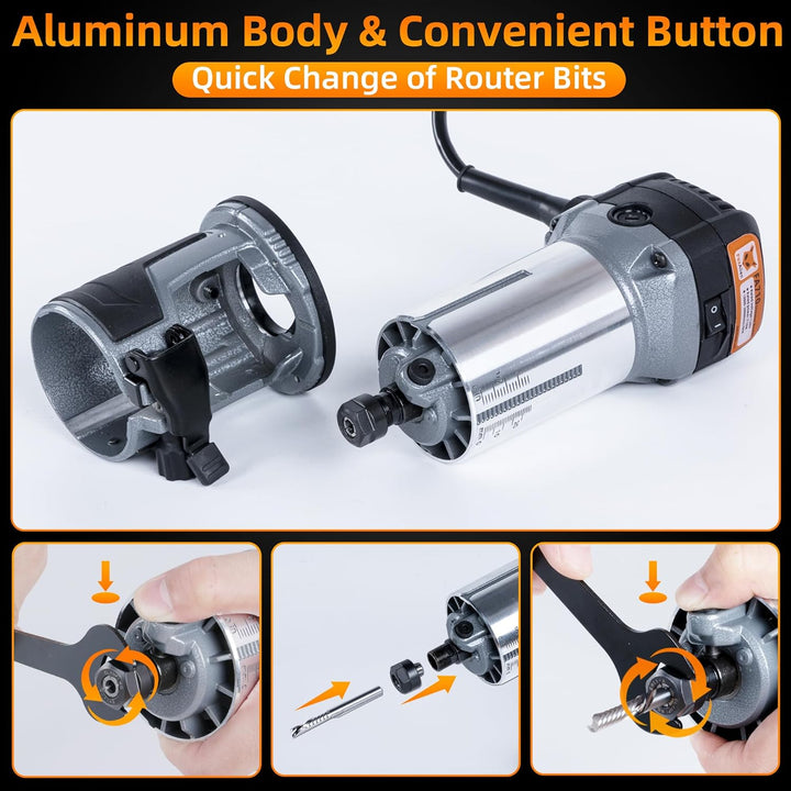 FoxAlien 1 HP 710W 65mm Durchmesser Compact Palm Router für CNC Fräsmaschine, 6 Variable Geschwindig