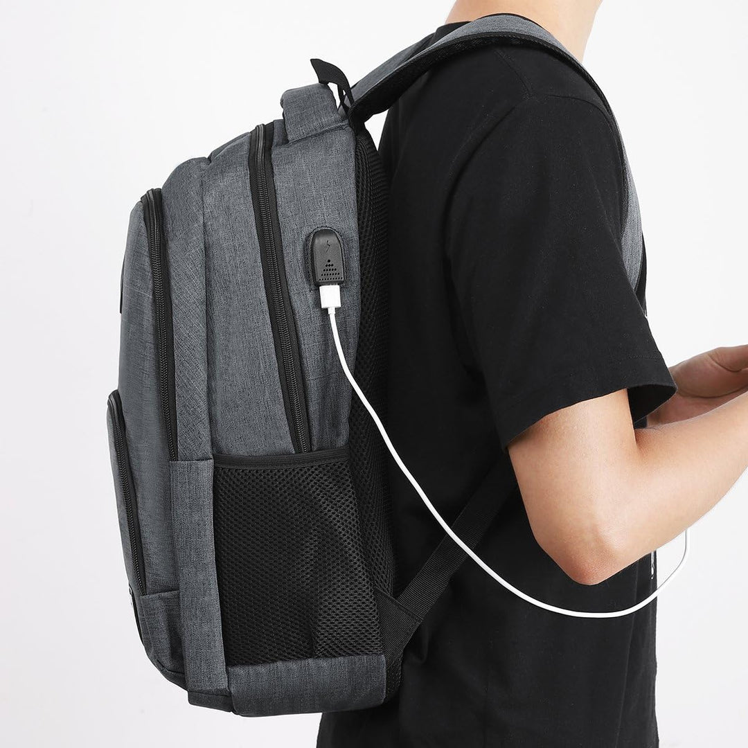 YAMTION Laptop Rucksack,Rucksack Herren mit USB-Ladeanschluss Schulrucksack Jungen Teenager mit 15,6