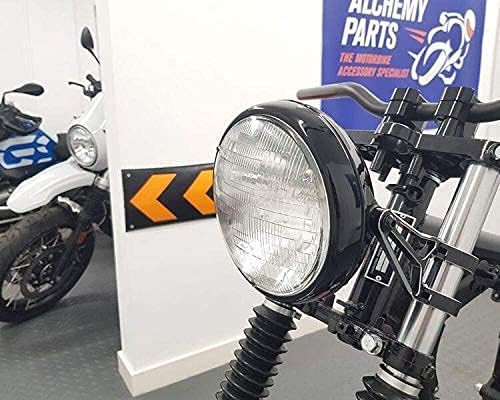 Motorrad 7.7" Scheinwerfer Glanz Schwarz 12V 55W für Cafe Racer & Scrambler - Schale