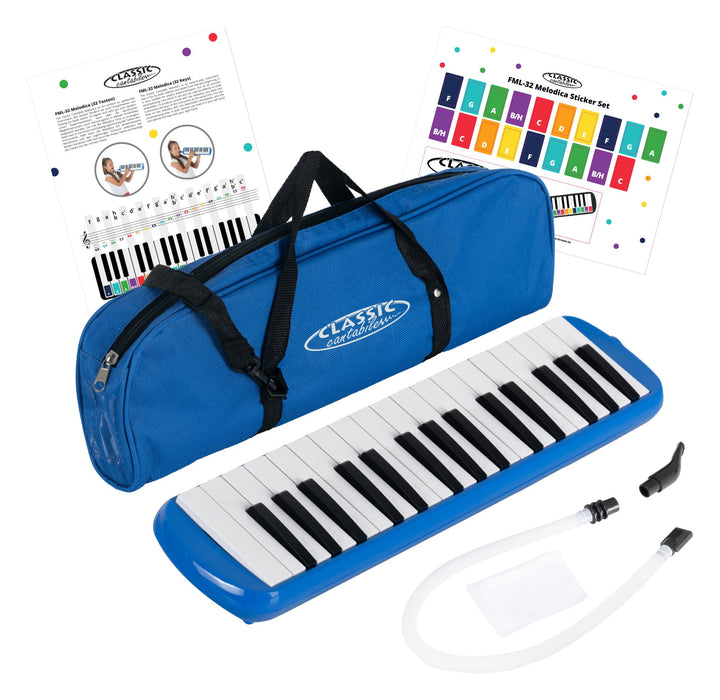 Classic Cantabile FML-32 BU Melodica - Blasharmonika mit 32 Tasten - Tonumfang: f - c³ - Booklet mit