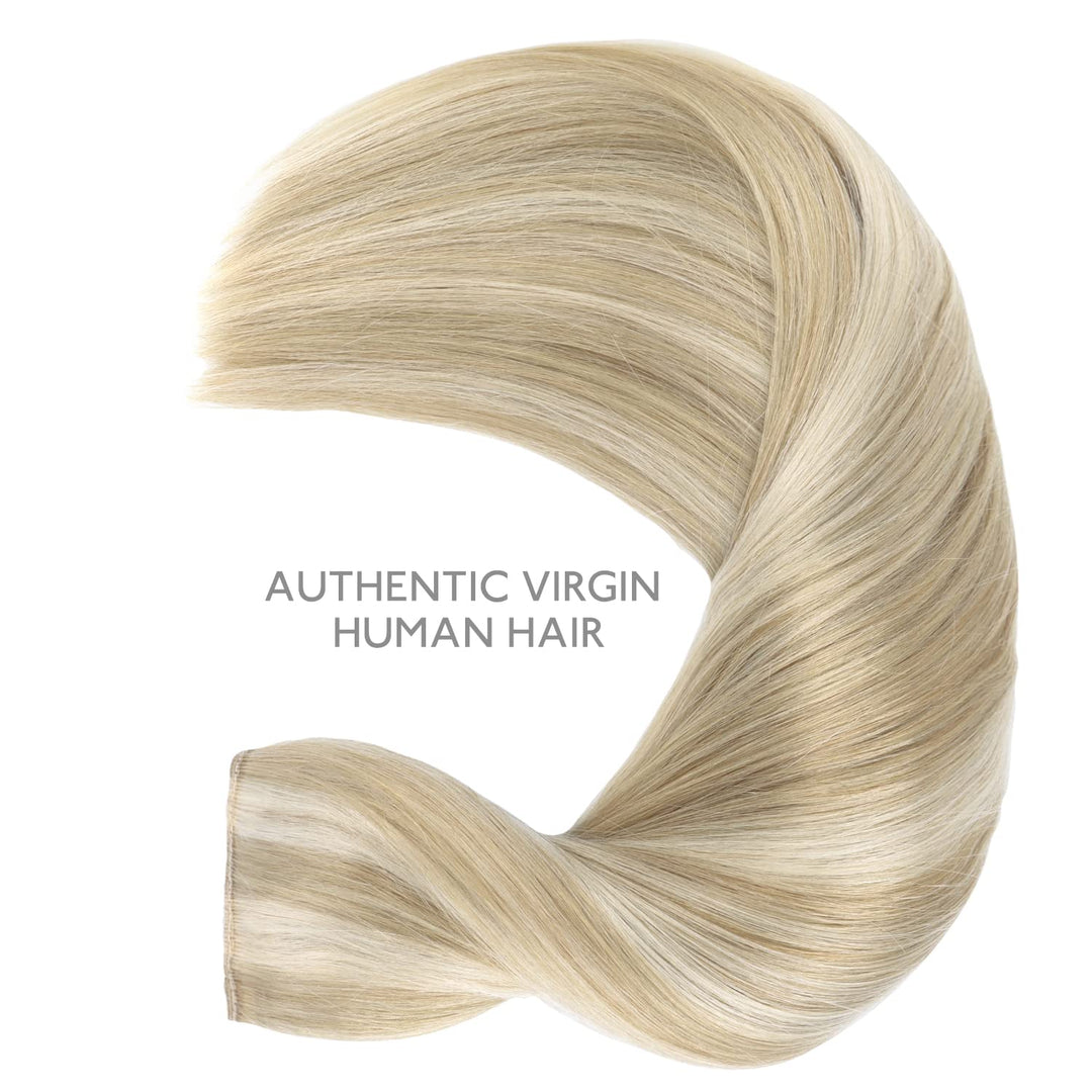 WENNALIFE Secret Hair Extensions Echthaar, 40cm 16 Inch 95g Aschblond Highlights Platinblond Haarver