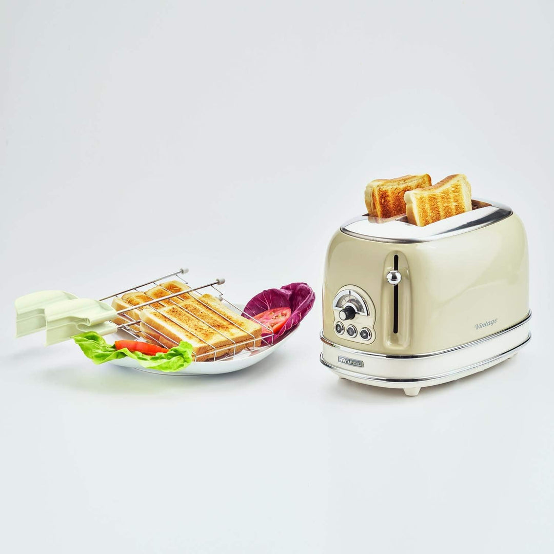 Ariete, 0155CR, Design-Toaster für zwei Scheiben, sechs Toaststufen, 810 W, Gehäuse aus Edelstahl &
