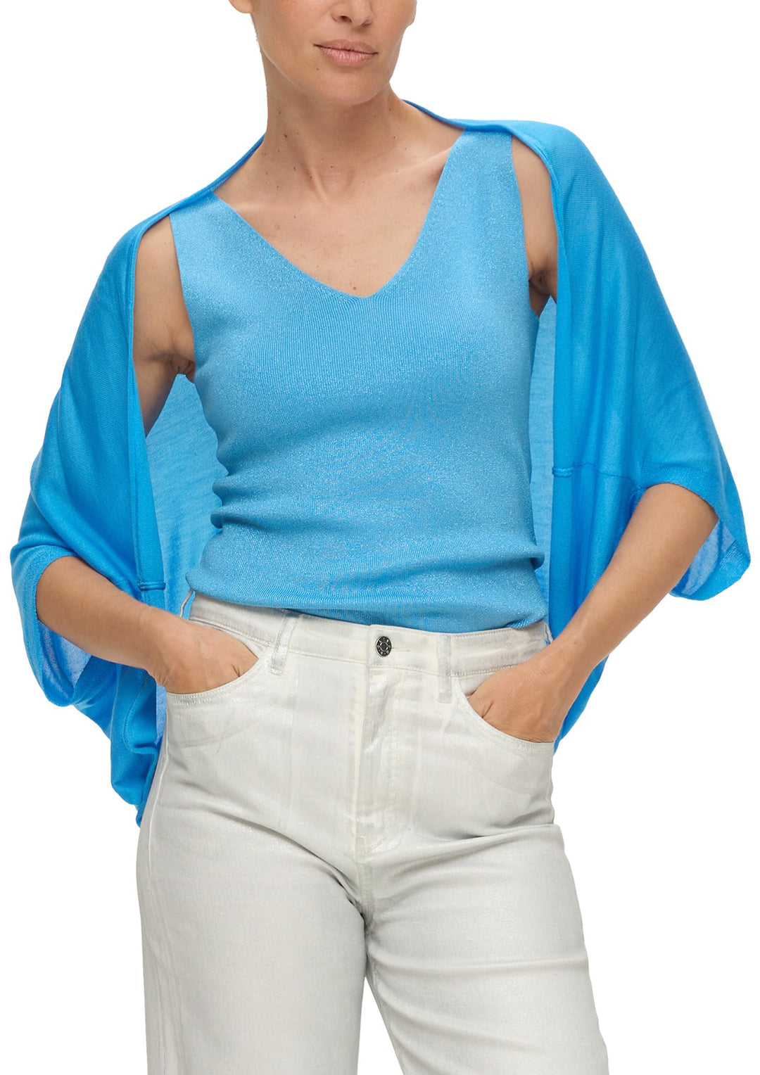 s.Oliver BLACK LABEL Damen Poncho Einheitsgrösse BLUE GREEN 6430, Einheitsgrösse BLUE GREEN 6430