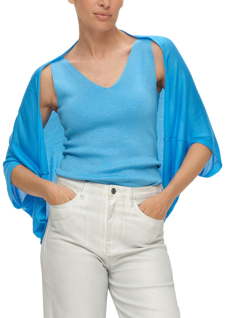 s.Oliver BLACK LABEL Damen Poncho Einheitsgrösse BLUE GREEN 6430, Einheitsgrösse BLUE GREEN 6430