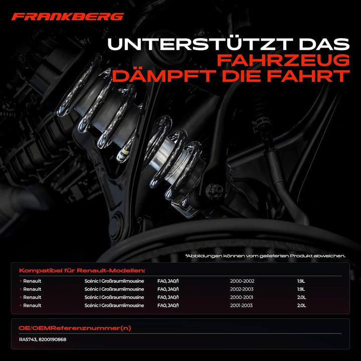 Frankberg 2x Federn Fahrwerksfeder Hinterachse Kompatibel mit Scénic I Grossraumlimousine JA0/1 FA0_