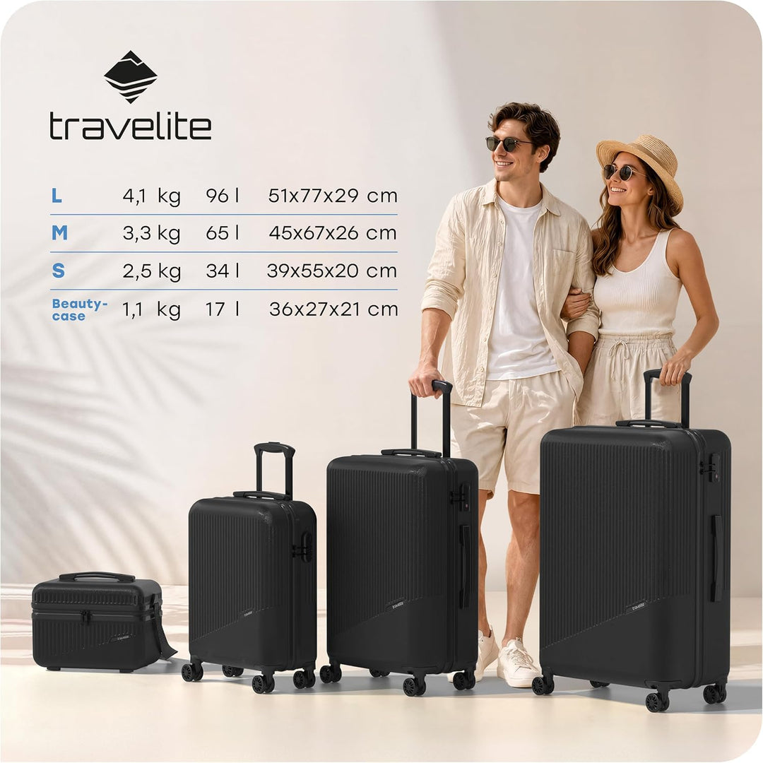 travelite 4-Rad Handgepäck Koffer klein 37 Liter, Gepäck Serie BALI: ABS Hartschalen Trolley erfüllt