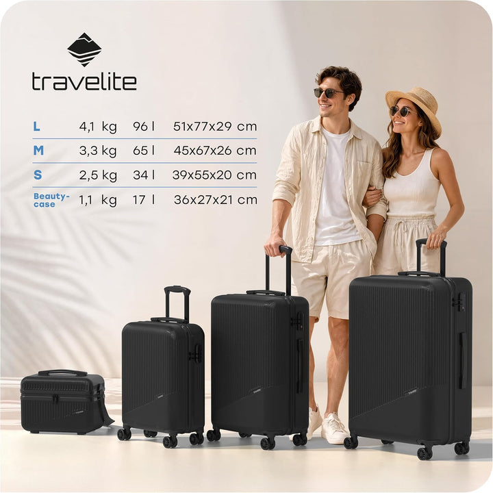 travelite 4-Rad Handgepäck Koffer klein 37 Liter, Gepäck Serie BALI: ABS Hartschalen Trolley erfüllt