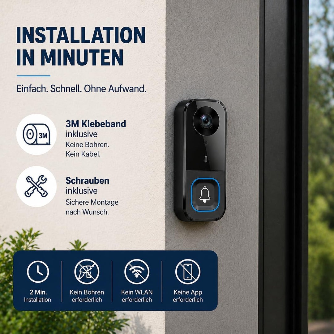 TKMARS Türklingel mit Kamera Kabellos 120° Weitwinkel Klingel mit Kamera und Monitor 2.4G Video Türk