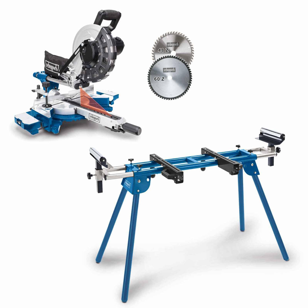Scheppach HM254 | Kapp- und Gehrungssäge | Zugfunktion | inkl. Untergestell UMF2000 | 2000 Watt | 25