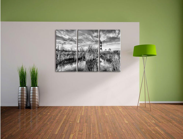 Pixxprint Leuchtturm als Leinwandbild/Grösse: 3 Teilig (120x80) cm/Wandbild/Kunstdruck/fertig bespan