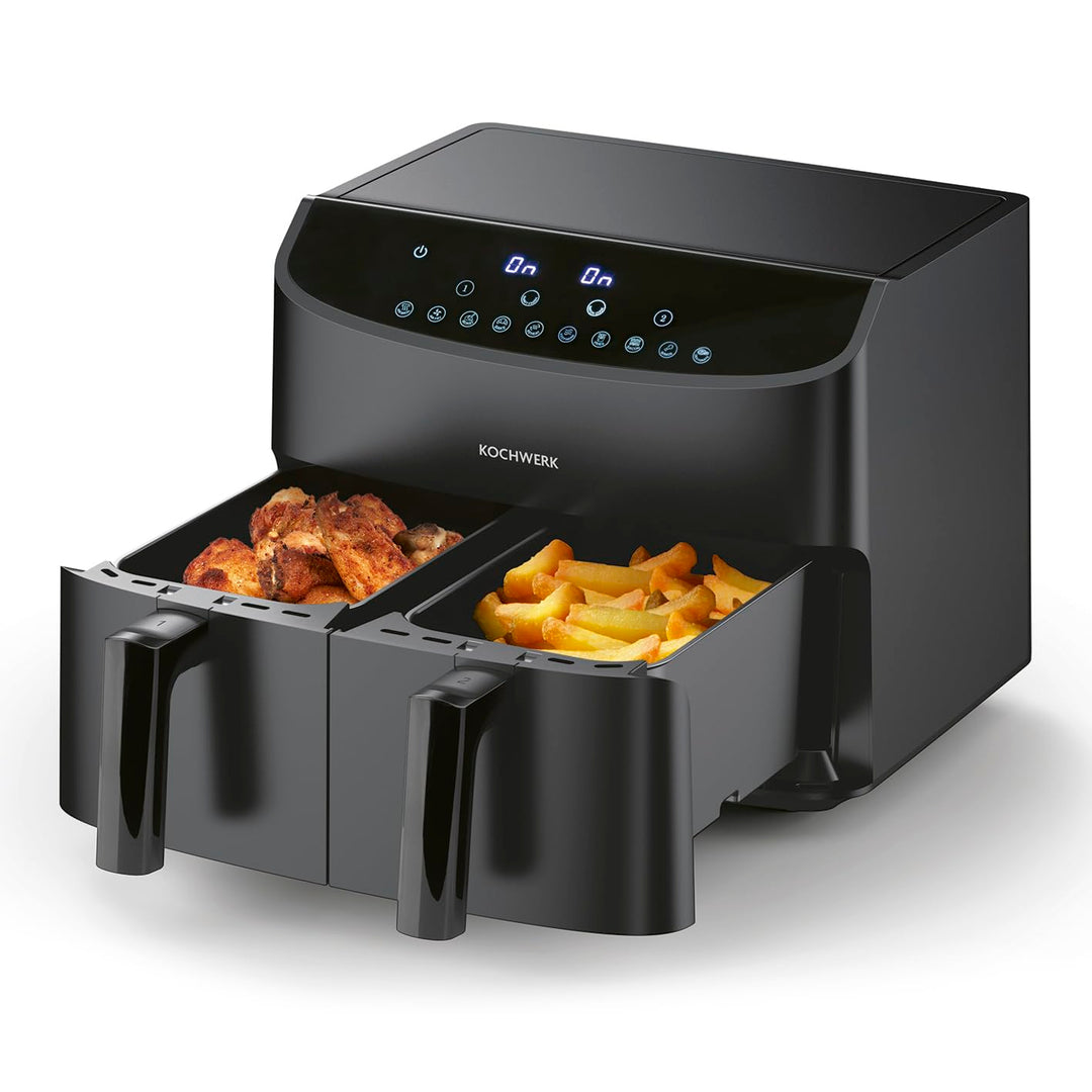 Rachs KOCHWERK Doppelkammer Heissluftfritteuse 7 L | Airfryer mit 2 Kammern jeweils 3,5 L | Heissluf