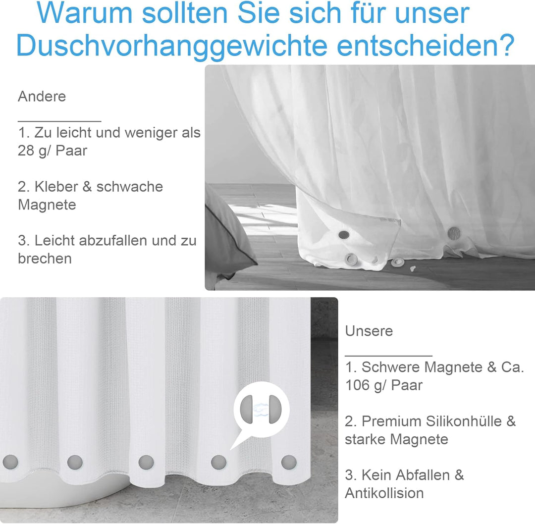 Duschvorhang Gewichte, Niemals Rost Duschvorhang Magnete, Silikonbeschichtete Magnete Tischdecken Ma