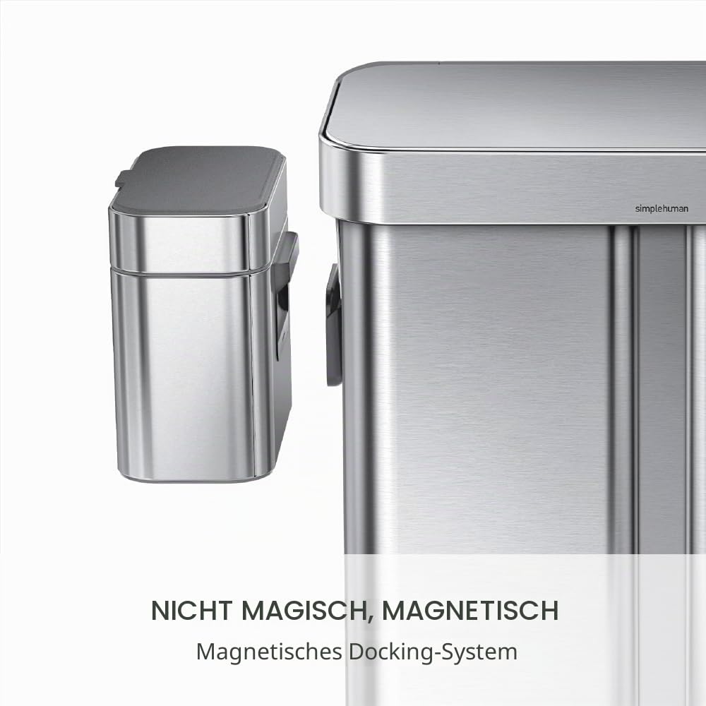 Simplehuman CW1645 4 Liter, Kompost-Caddy, Komposteimer für Küche mit Deckel, gebürsteter Stahl, 5 J